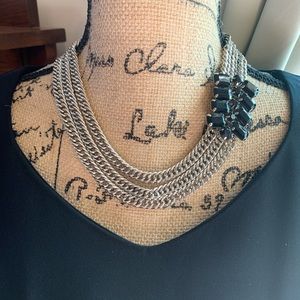 Taramanda Silvertone Multi Strand Chain Necklace